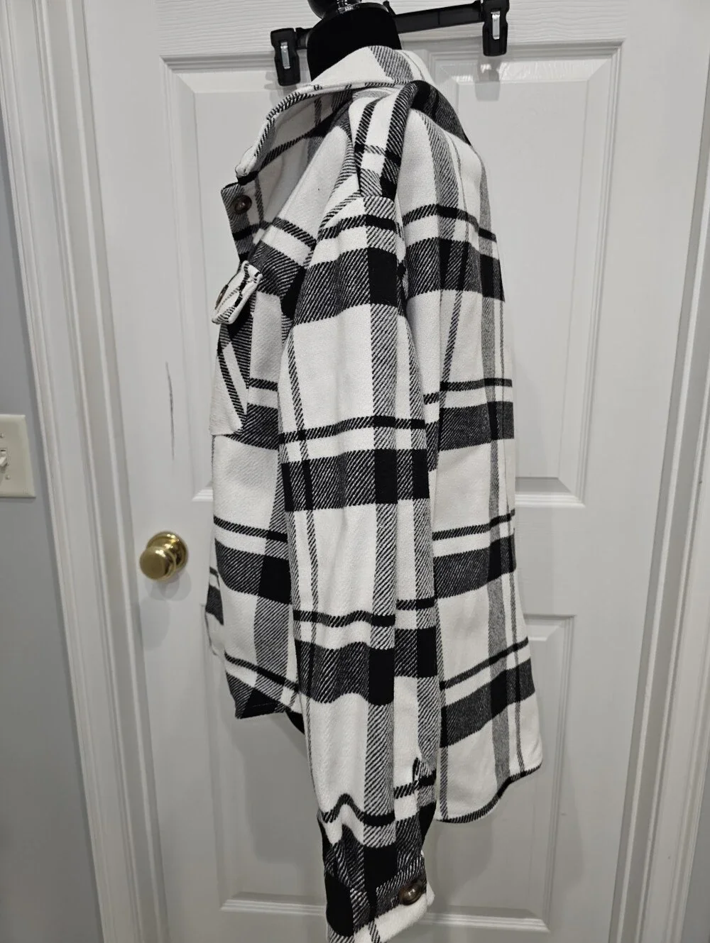 Love Tree Black & White Plaid Utility Shacket